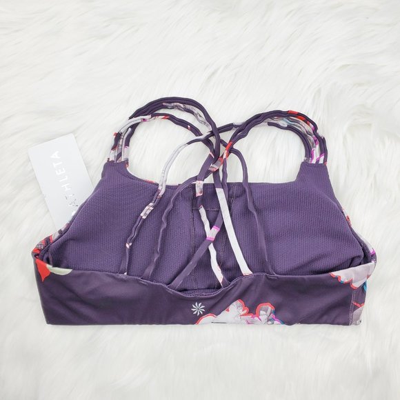 NWT Athleta Purple Printed Hyper Focused Bra - Picture 4 of 6